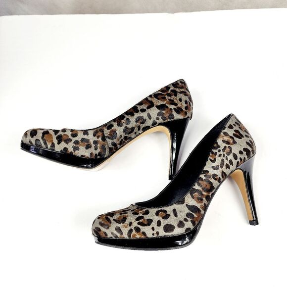 New Vince Camuto Leopard Sarika Calf Hair Leather Pumps - Picture 1 of 7